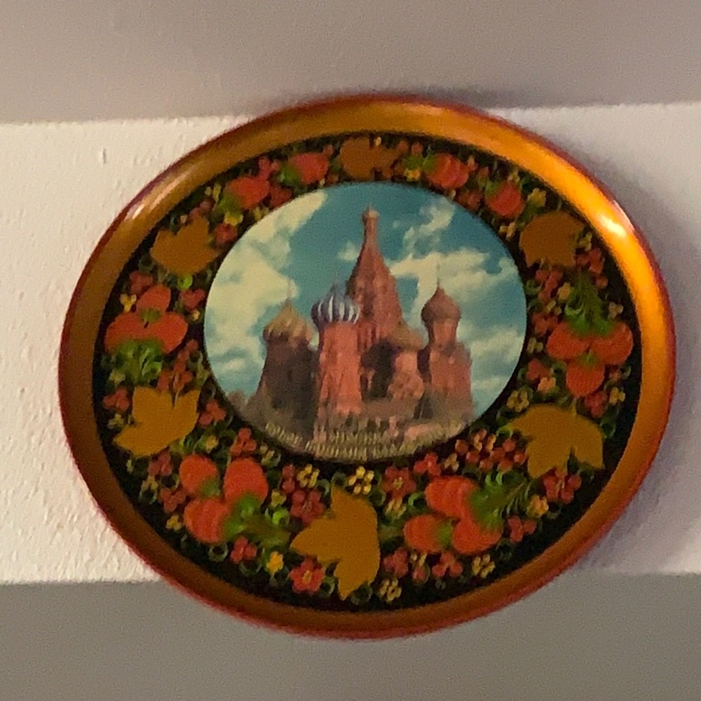 Khokhloma Wood  plate “ Saint Basil’s Cathedral “ From USSR